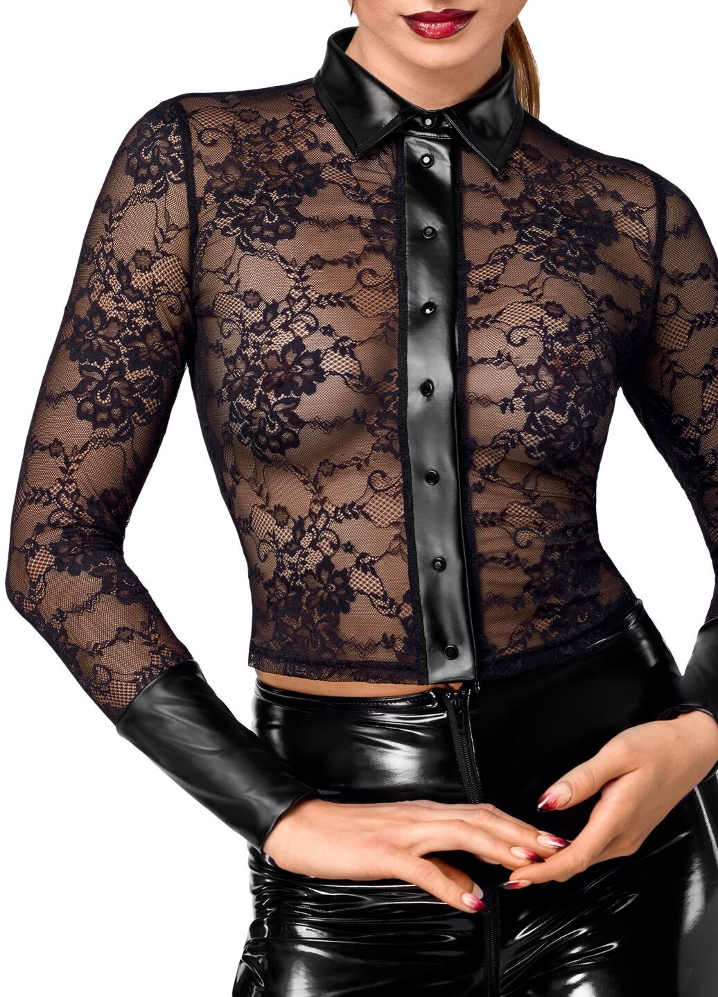 Кружевная, на пуговицах F377 Noirelle Lace