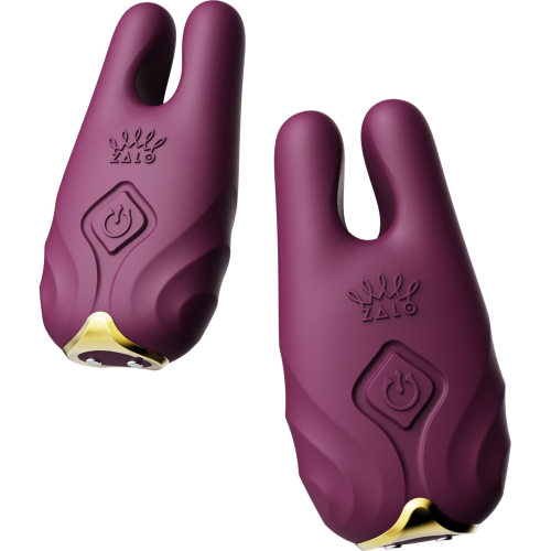 Zalo Nave Velvet Purple - Комплект вибраторов для сосков с насадками