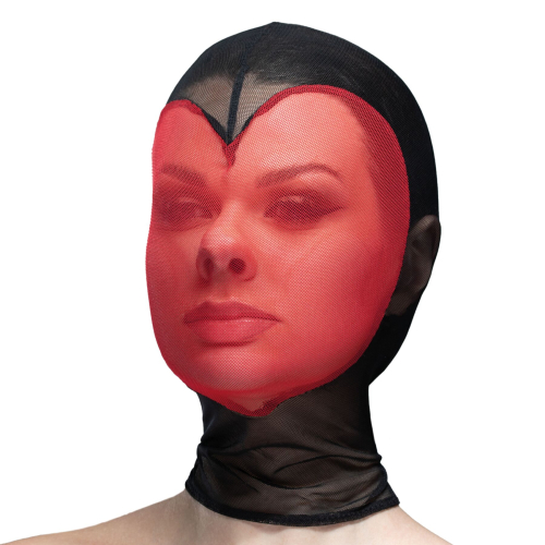 Feral Feelings Hearts Mask Black/Red - Маска серце сітка з повністю закритим обличчям