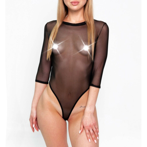 Art of Sex - Sheril L-2XL- Чорне сексуальне прозоре боді сітка