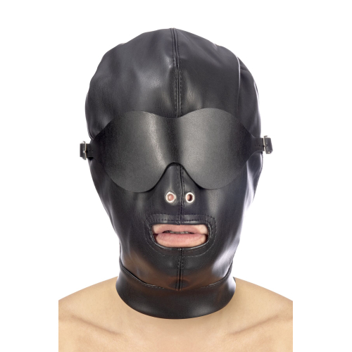 Fetish Tentation BDSM hood in leatherette with removable mask — Капюшон БДСМ