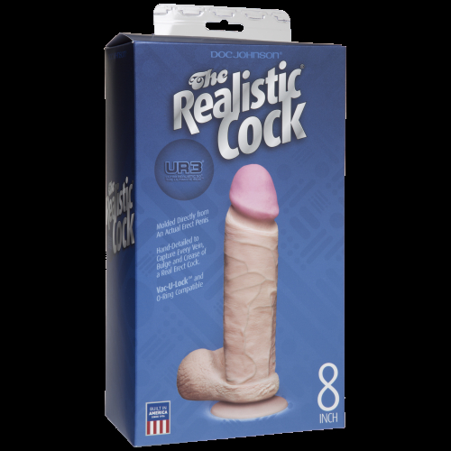 Doc Johnson The Realistic Cock 8 inch White - Фалоімітатор з покриттям ULTRASKYN і кріпленням Vack-U-Lock