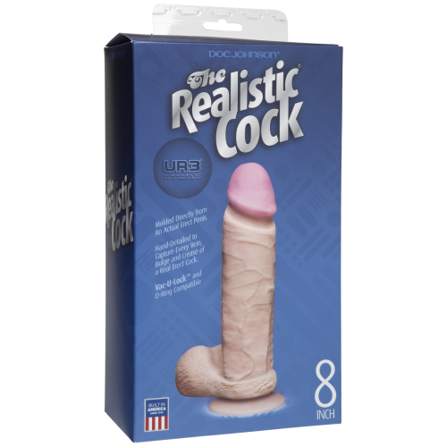 Doc Johnson The Realistic Cock 8 inch White - Фалоімітатор з покриттям ULTRASKYN і кріпленням Vack-U-Lock
