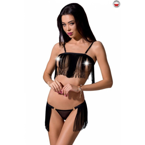KASSANDRA SET OpenBra black L/XL - Комплект білизни для екзотичних танців