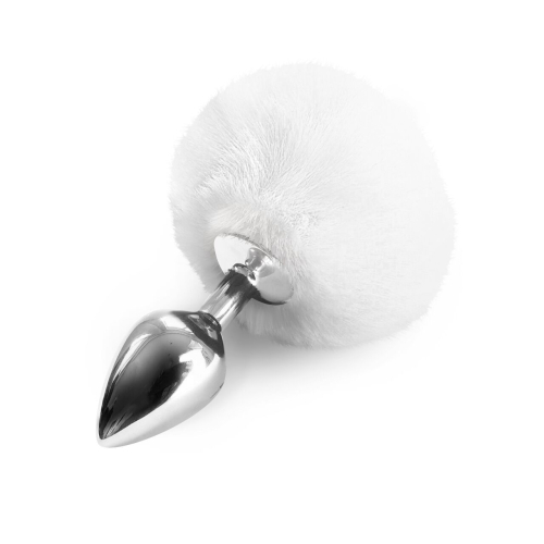 Art of Sex - Metal Butt plug Rabbit Tail - Біла металева анальна пробка (М)