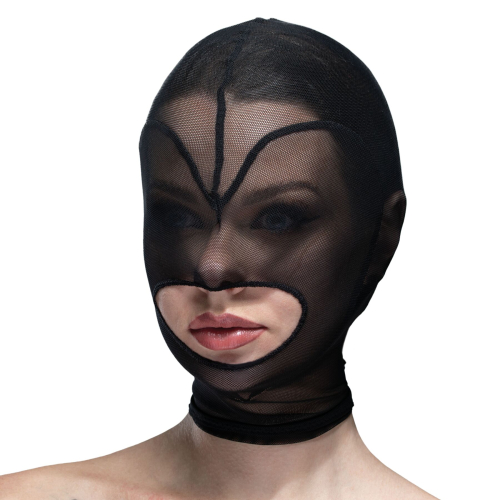 Feral Feelings - Hearts Mask Black - Маска серце сітка з відкритим ротом