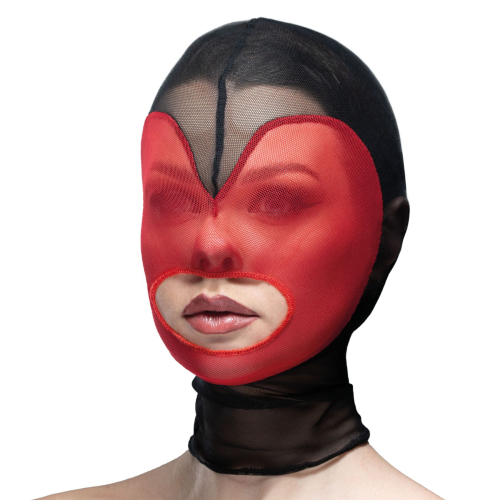 Feral Feelings - Hearts Mask Black/Red - Маска серце сітка з відкритим ротом