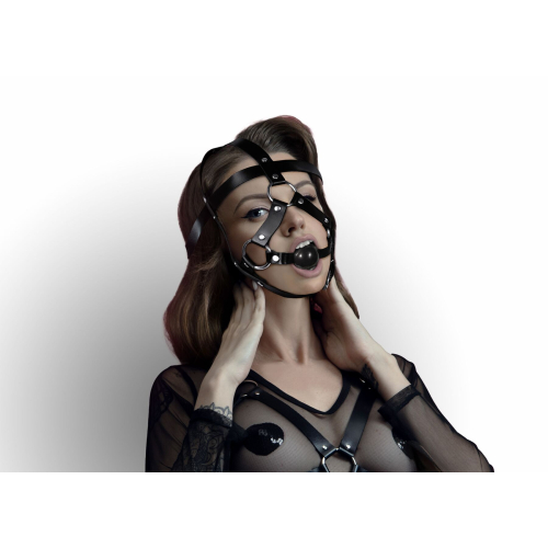 Feral Feelings Head Harness - Чорна маска збрую з кляпом