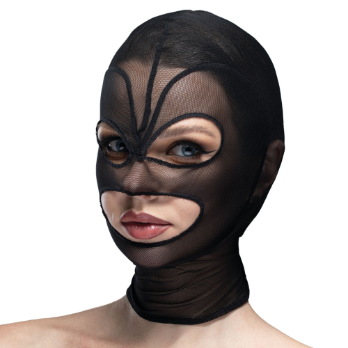 Feral Feelings Hearts Mask Black/Black - Маска серце сітка з відкритим ротом та очима
