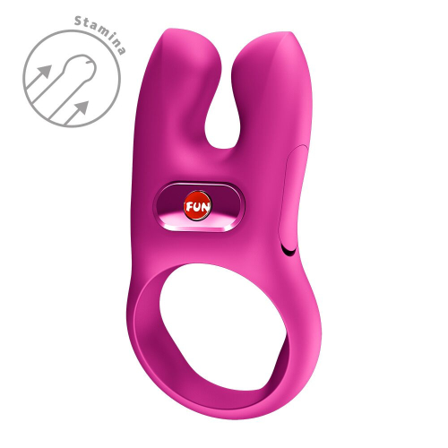 На фото эрекционное виброкольцо с двойной стимуляцией клитора Fun Factory NŌS CLASSIC Magenta, 2 мотора