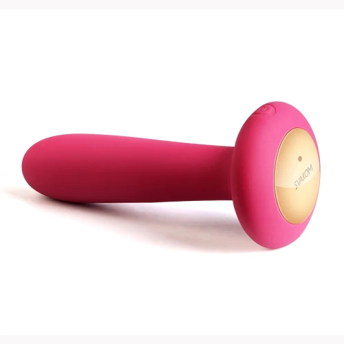 На фото изображен черный анальный вибратор Svakom Primo Wine Red унисекс на светлом фоне