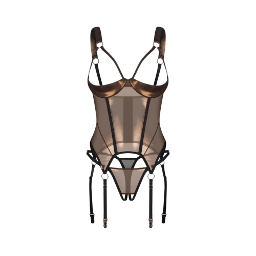 На фото зображений корсет Obsessive Soranna cupless corset & crotchless thong S/M 