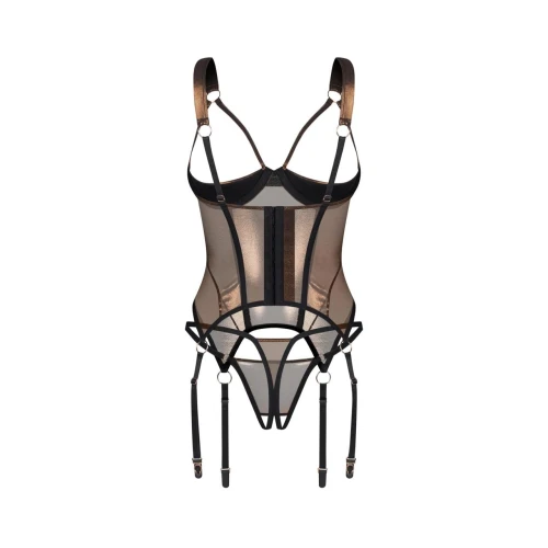 На фото зображений корсет Obsessive Soranna cupless corset & crotchless thong S/M 