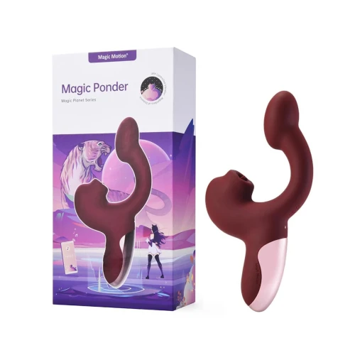 На фото красный смарт-вибратор Magic Motion Ponder Red, двойная стимуляция, виброяйцо+язычок для клитора