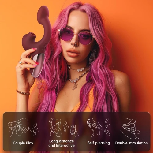 На фото красный смарт-вибратор Magic Motion Ponder Red, двойная стимуляция, виброяйцо+язычок для клитора