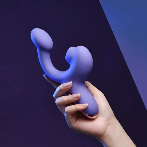 На фото фиолетовый смарт-вибратор Magic Motion Ponder Purple, двойная стимуляция, виброяйцо+язычок для клитора