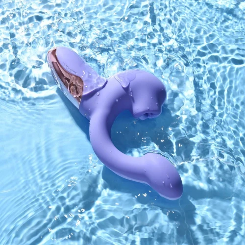 На фото фиолетовый смарт-вибратор Magic Motion Ponder Purple, двойная стимуляция, виброяйцо+язычок для клитора