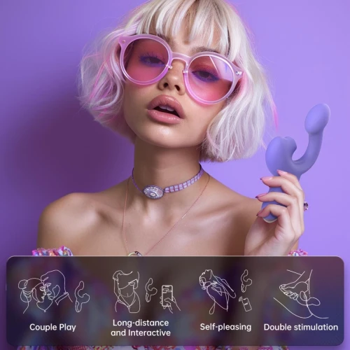 На фото фиолетовый смарт-вибратор Magic Motion Ponder Purple, двойная стимуляция, виброяйцо+язычок для клитора