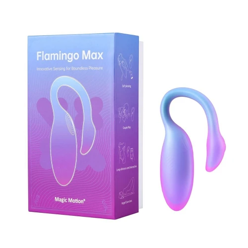 На фото смарт-виброяйцо Magic Motion Flamingo Max Blue 2 в 1: виброяйцо и тренажер Кегеля, 10 режимов