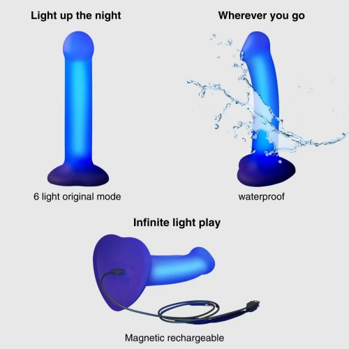 На фото Светящийся Дилдо Strap-On-Me Glow-LED Dildo Purple - M