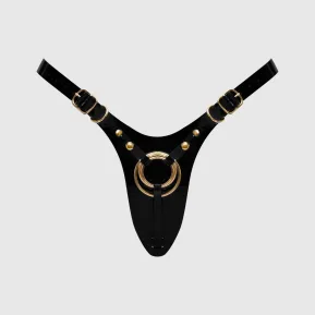 Трусики для страпона Strap-On-Me Leatherette Harness Fabulous - One Size - Black Glossy