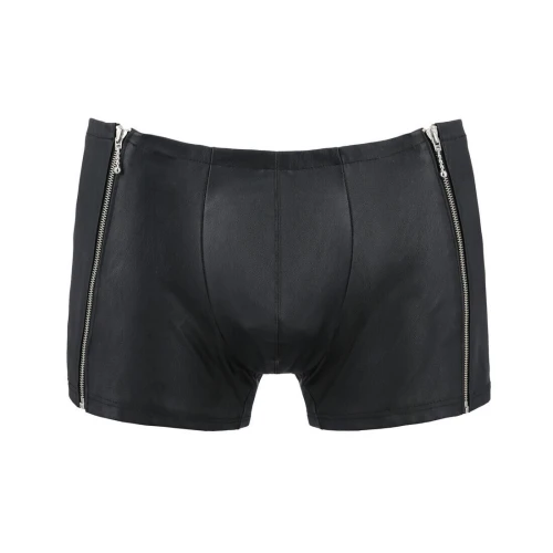 На фото мужские кожаные боксеры с молниями Passion 049 SHORT MATT L/XL Black