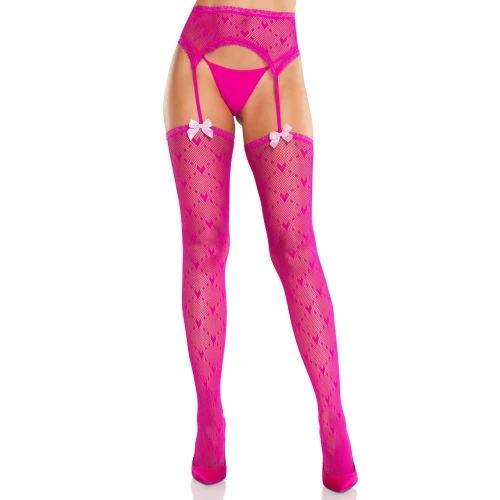 На фото колготки-чулки Leg Avenue Heart Garterbelt Stockings One Size Magenta