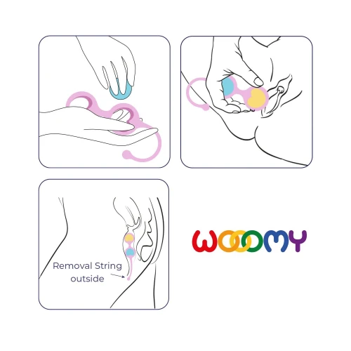 На фото изображены разноцветные вагинальные шарики Wooomy Love Pear