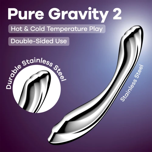 На фото металлический дилдо Satisfyer Pure Gravity 2