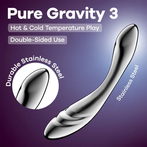 На фото металлический дилдо Satisfyer Pure Gravity 3