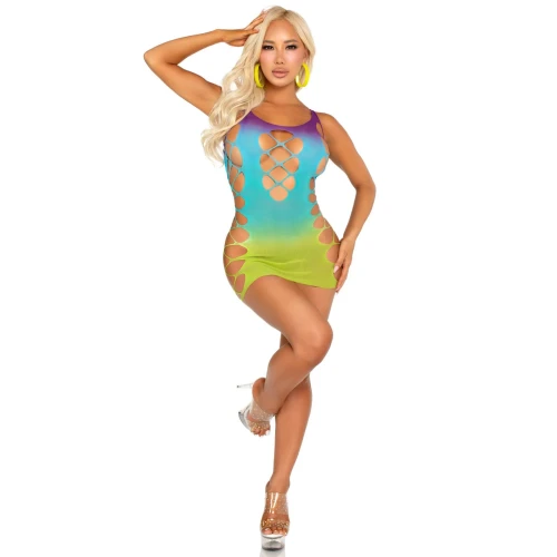 На фото платье Leg Avenue Seamless Ombre Faux Lace Up Mini Dress One Size Ocean