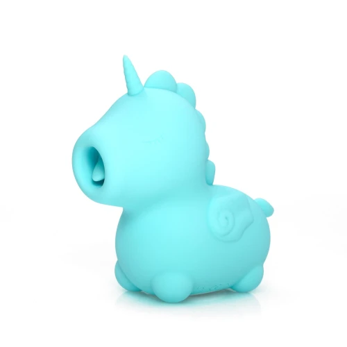 На фото голубой вибратор-единорожка Unihorn – Mount'n Peak, ласковый язычок