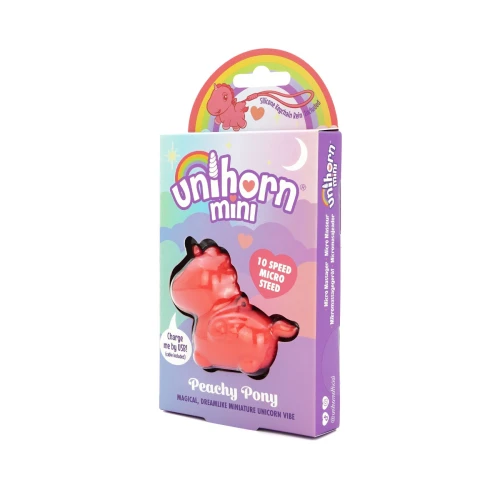 На фото вибратор-миниединорожка Unihorn Mini – Peachy Pony, брелок с вибрацией, 10 режимов