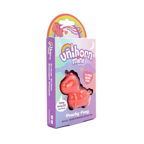 На фото вибратор-миниединорожка Unihorn Mini – Peachy Pony, брелок с вибрацией, 10 режимов
