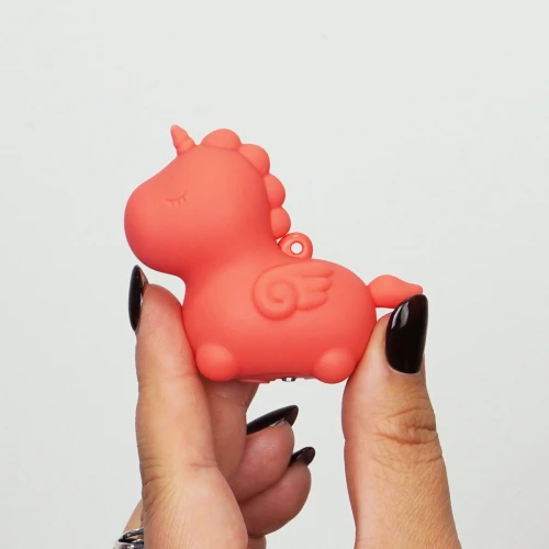 На фото вибратор-миниединорожка Unihorn Mini – Peachy Pony, брелок с вибрацией, 10 режимов