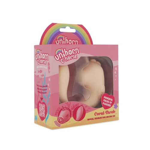  На фото вібратор-єдиноріжка Unihorn – C Horse – Coral Throb, вагінально-кліторальна стимуляція, 2 мотори по 10 режимів 