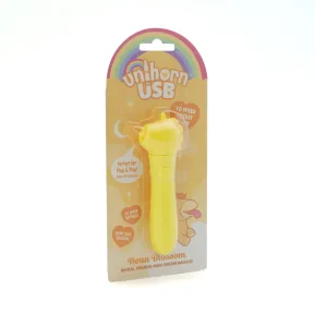 На фото жовтий вібратор-єдиноріжка Unihorn USB Bullet – Bean Blossom, віброкуля, USB-зарядка, 10 режимів