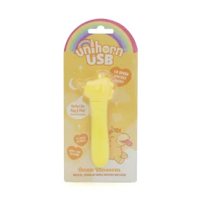 На фото жовтий вібратор-єдиноріжка Unihorn USB Bullet – Bean Blossom, віброкуля, USB-зарядка, 10 режимів