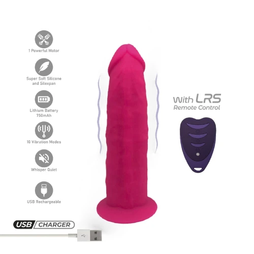 На фото яркий розовый фаллоимитатор с вибрацией SilexD Henry Vibro Pink (MODEL 2 size 7in) + LRS, диаметр 4