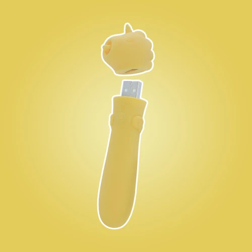 На фото жовтий вібратор-єдиноріжка Unihorn USB Bullet – Bean Blossom, віброкуля, USB-зарядка, 10 режимів 