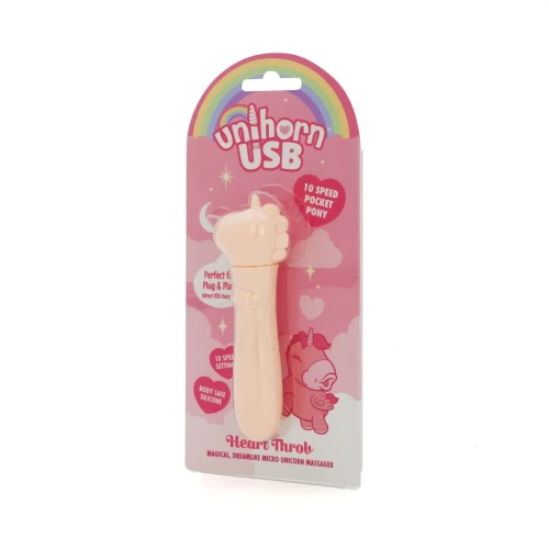 На фото вибратор-единорожка Unihorn USB Bullet – Heart Throb, виброшар, USB-зарядка, 10 режимов