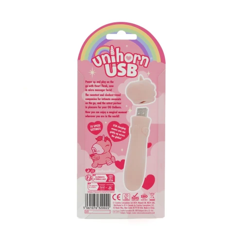 На фото вибратор-единорожка Unihorn USB Bullet – Heart Throb, виброшар, USB-зарядка, 10 режимов