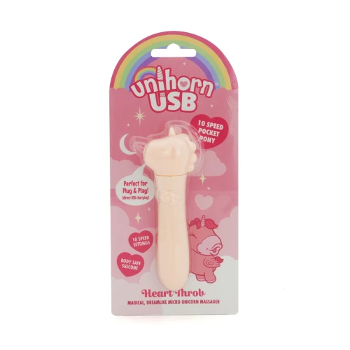 На фото вибратор-единорожка Unihorn USB Bullet – Heart Throb, виброшар, USB-зарядка, 10 режимов