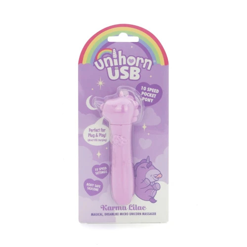 На фото вибратор-единорожка Unihorn USB Bullet – Karma Lilac, виброшар, USB-зарядка, 10 режимов