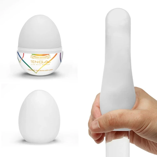 На фото мастурбатор-яйцо Tenga Egg Lovers Pride Edition