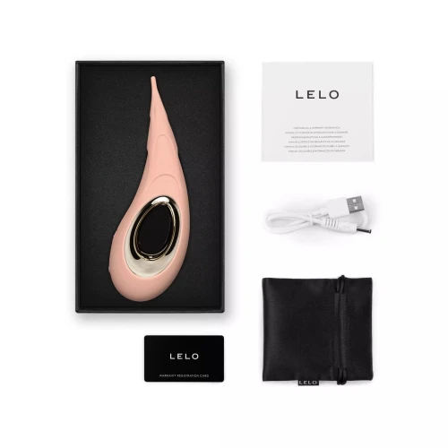 На фото розовый клиторальный вибратор LELO DOT Cruise Peach Please, точечная стимуляция, технология 