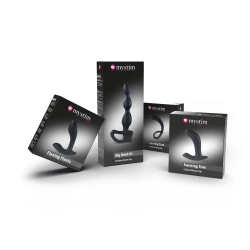 На фото чорний масажер простати Mystim Curving Curt 