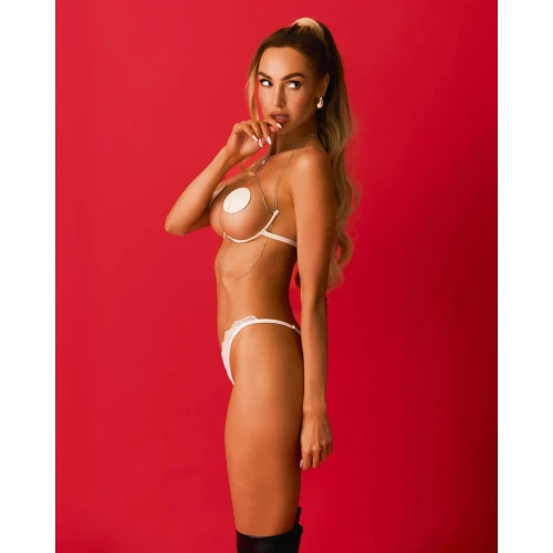 На фото  прикраса на тіло Obsessive Lustique White harness bra S/M