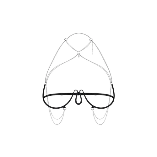 На фото прикраса на тіло Obsessive Lustique Black harness bra S/M/L 