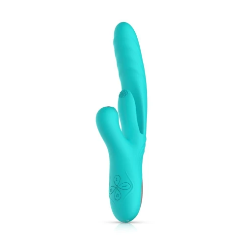 На фото изображен бирюзовый вибратор-кролик Good Vibes Only - Lisa Thrusting Rabbit Vibrator with G-Spot Stimulator